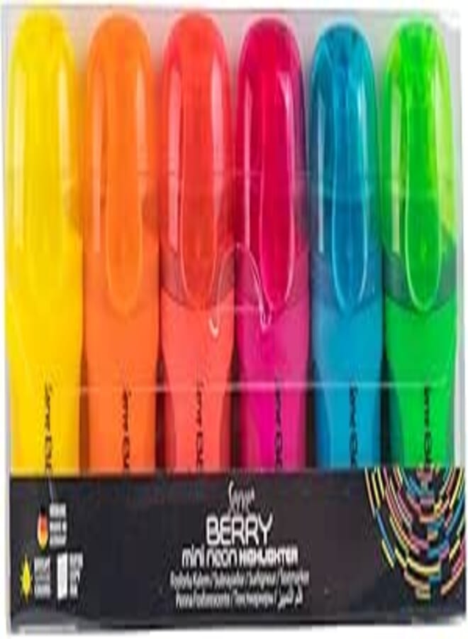 Serve Berry Mini Highlighter - Fluo Colours Pack of 6